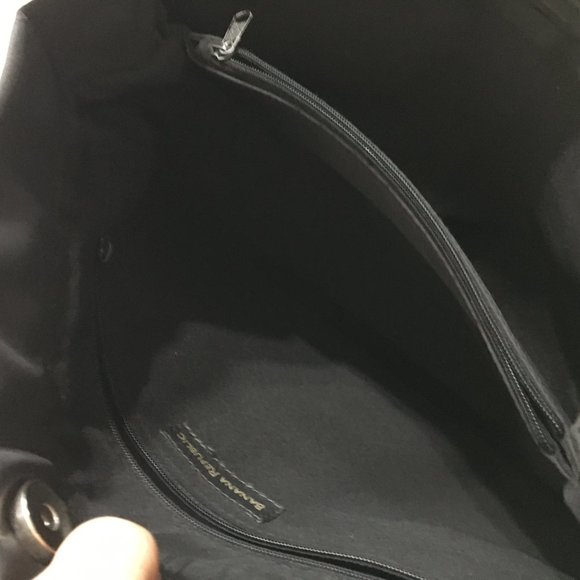 Banana Republic Vintage Nylon Shoulder Bag Tote Black Magnetic Closure Sz Medium - Picture 11 of 16